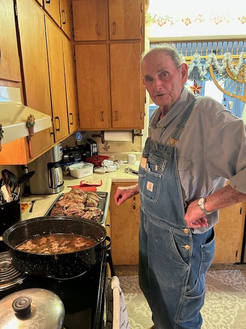 Rocky cooking barbecue ribs